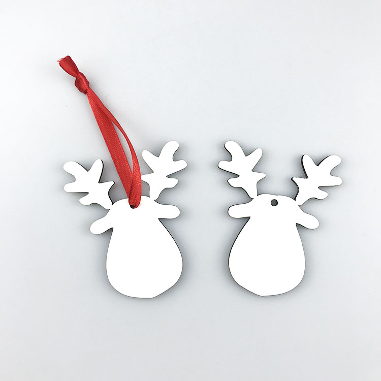 sublimation mdf Xmas tree Christmas ornaments decorative blank reindeer shape ornament for heat press