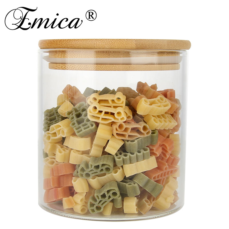 Sealed Borosilicate Glass Food Container 500ml 750ml Glass Storage Cookie Jar With Bamboo Lids Storage