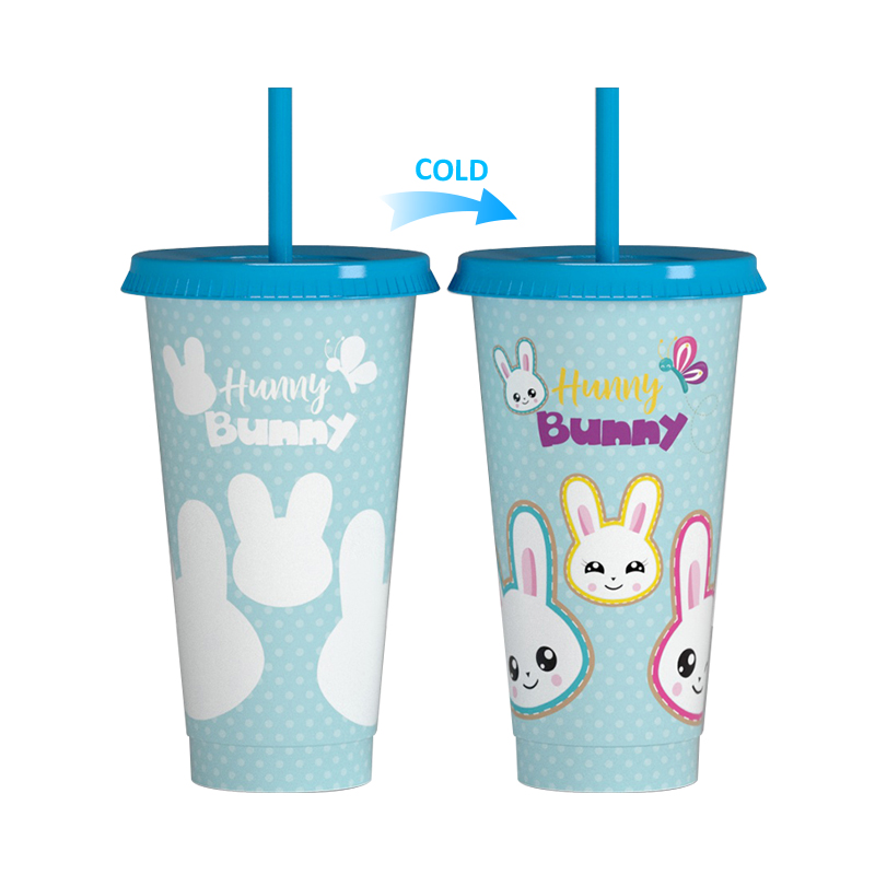 24oz Mexican wholesale custom reusable tumbler color changing plastic cup easter bunny mug