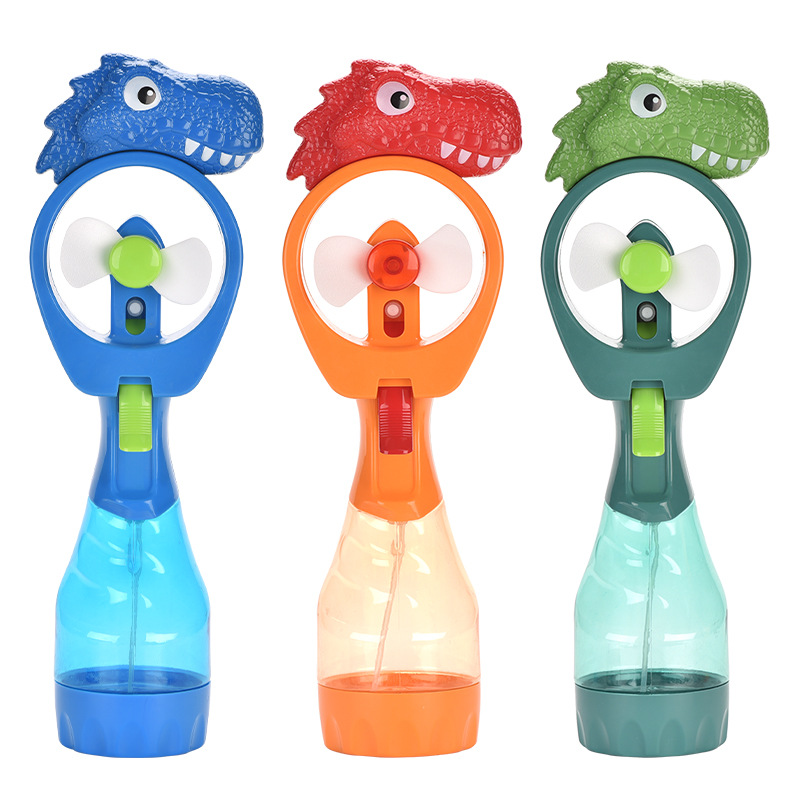 2021 Amazon Hot Sale 2 in 1 Summer Toy Electric Portable Dinosaur Pressure Spray Water Fan for Kids