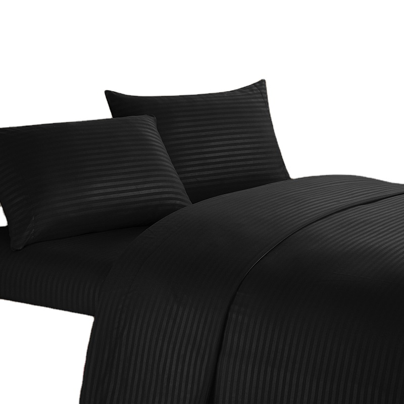 Microfiber Bedding Set с Stripes, Bed Shits Bedding Set, Fitted Flat Sheets, Black и Pink, wholesale, 1800 Thread Count, 4Pcs