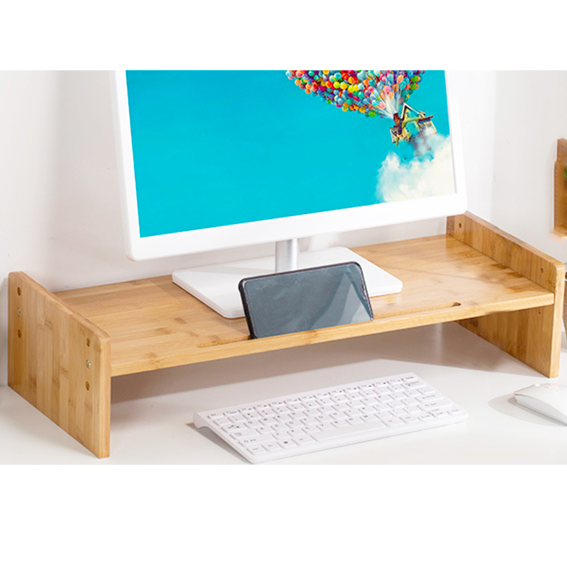 Bamboo Monitor Stand Riser with adjustable Bamboo Monitor Stand Wood Computer Desktop Riser Shelf Organizer