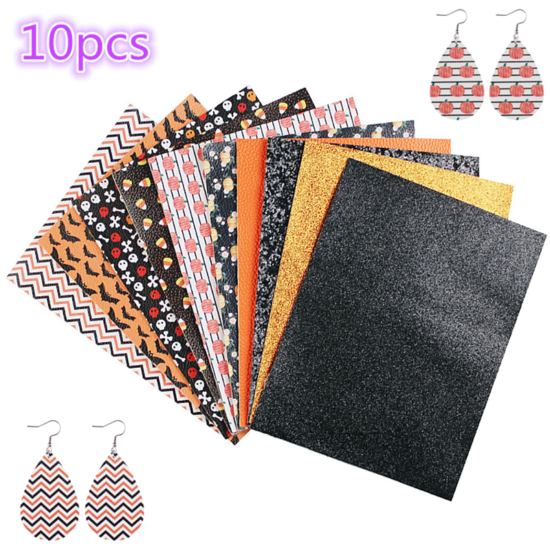 Amazon горячие продажи 10 шт. 21x16 см, наряды для хэллоуина, стильные кожаные листов смешанный цвет блестящий кожаный тканевый бант серьги ювелирных изделий DIY ремесло