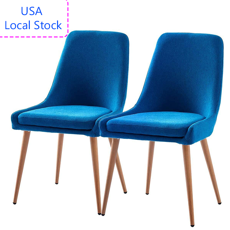 Dining Chairs Set of 2 Fabric Modern Kitchen Chairs Wood Look Metal Legs Side Chairs for Dining Room Living Room Kitchen