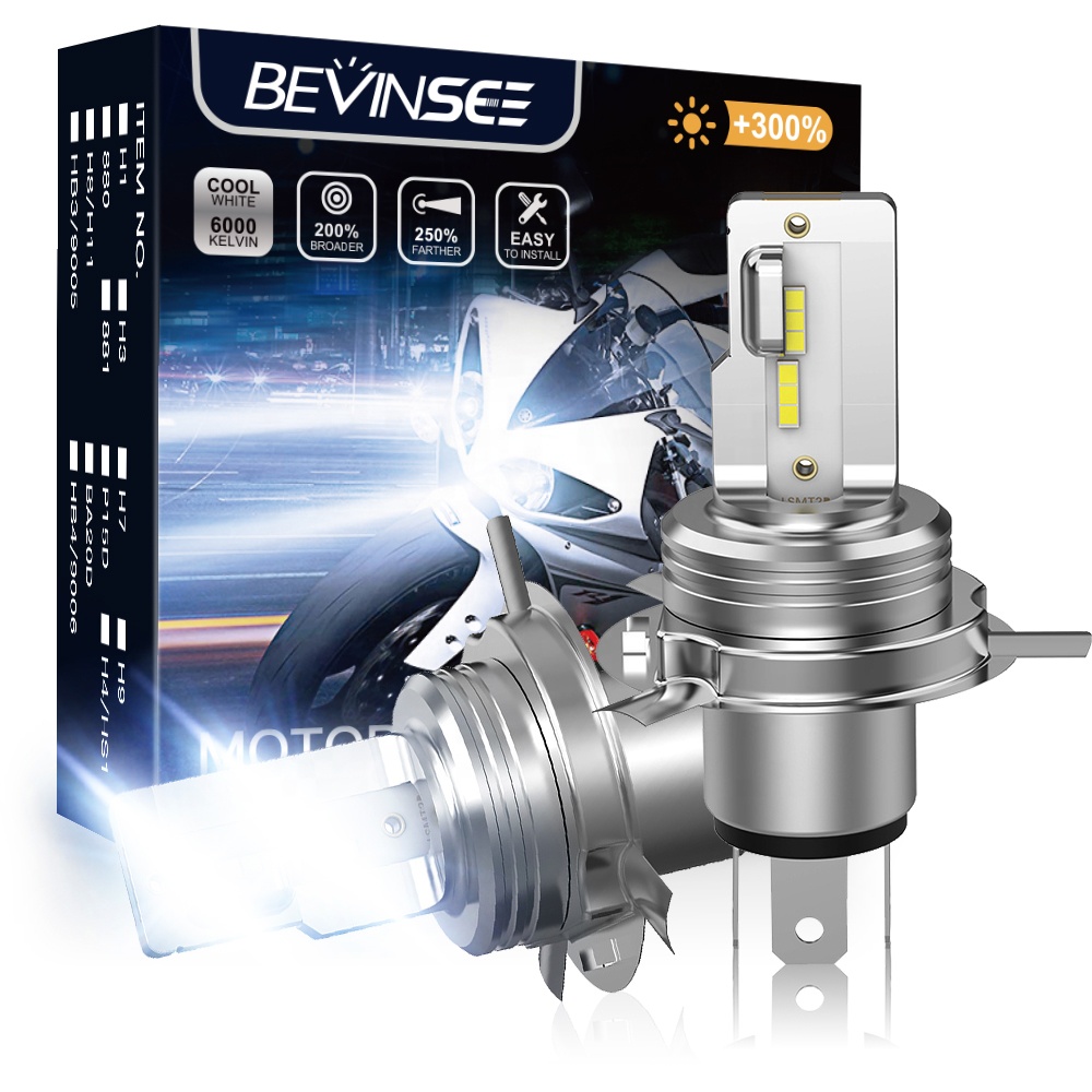 Bevinsee 2x H4 HS1 6000K 3000LM 36W LED Headlight Bulbs For KTM Duke 125 200 390 EGS 400 Motor Cycle Lights