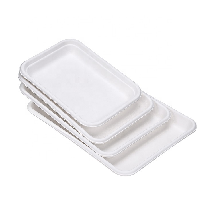 Compostable Supermarket Vegetable Fruit Meat Tray Food Grade Disposable Bio Bagasse Sugarcane Trays