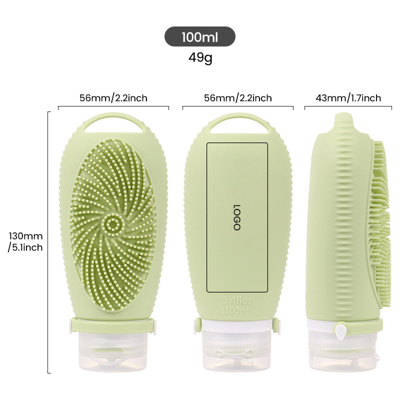 100ml 4 In 1 Luxury Travel Portable Refillable Essentials Travel Pack Bottle Kit Silicone Dispenser Cosmetic Bottle With Brushes