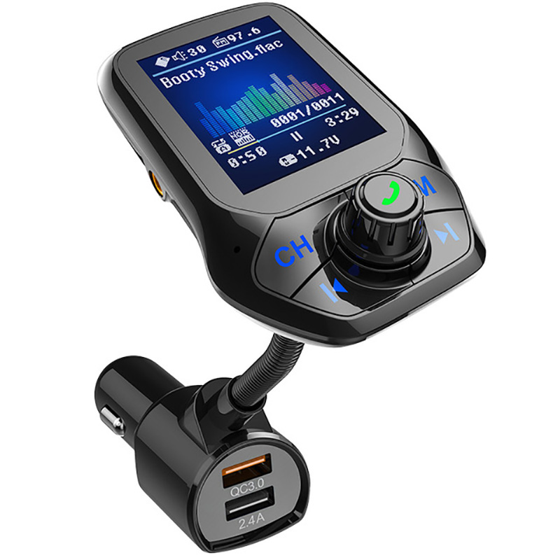 T43 Mp3 плееры Fm передатчик 1,8 ''tft красочные дисплей QC3.0 быстрое зарядное устройство с двойной USB порты и разъёмы