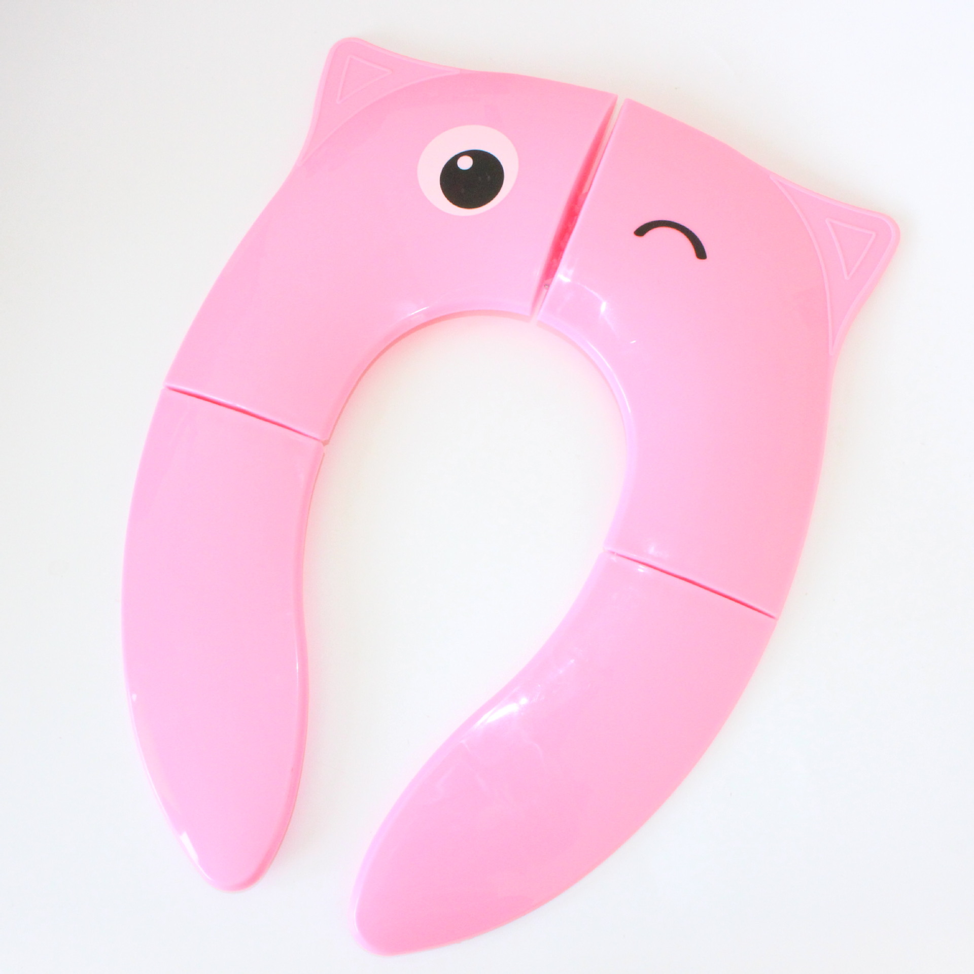 Super cute pink owl folding toilet seat, removable outdoor toilet anti-contact toilet lid/