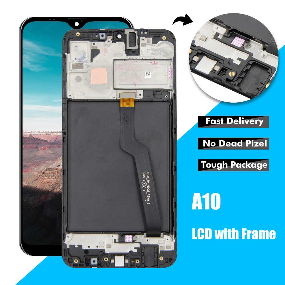 Дигитайзер сенсорного ЖК-экрана A10 с рамкой для Samsung Galaxy A105 A105M SM-A105F A10 дисплей оригинальный 6,2"