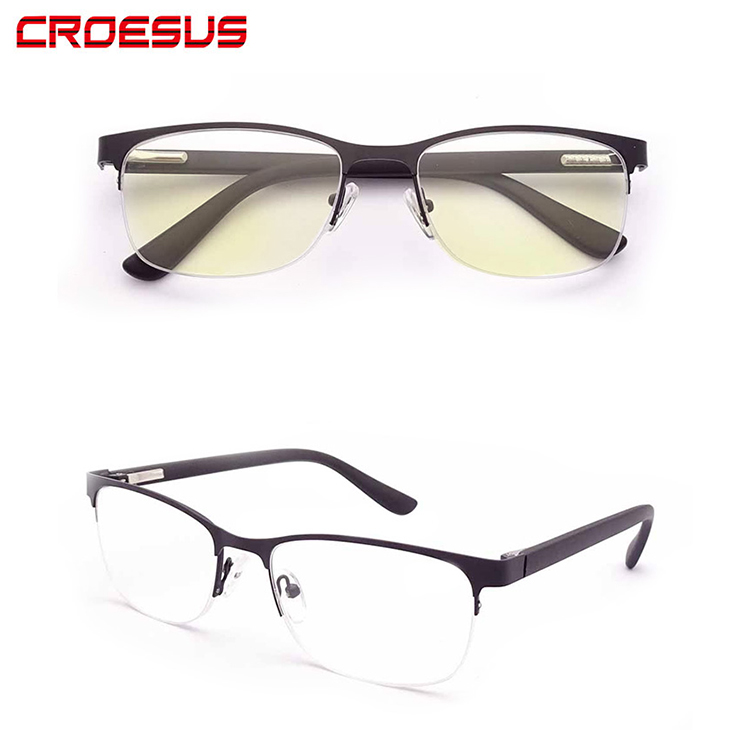 Custom Logo Multi Color Classic Metal Frame Anti Blue Light Reading Glasses
