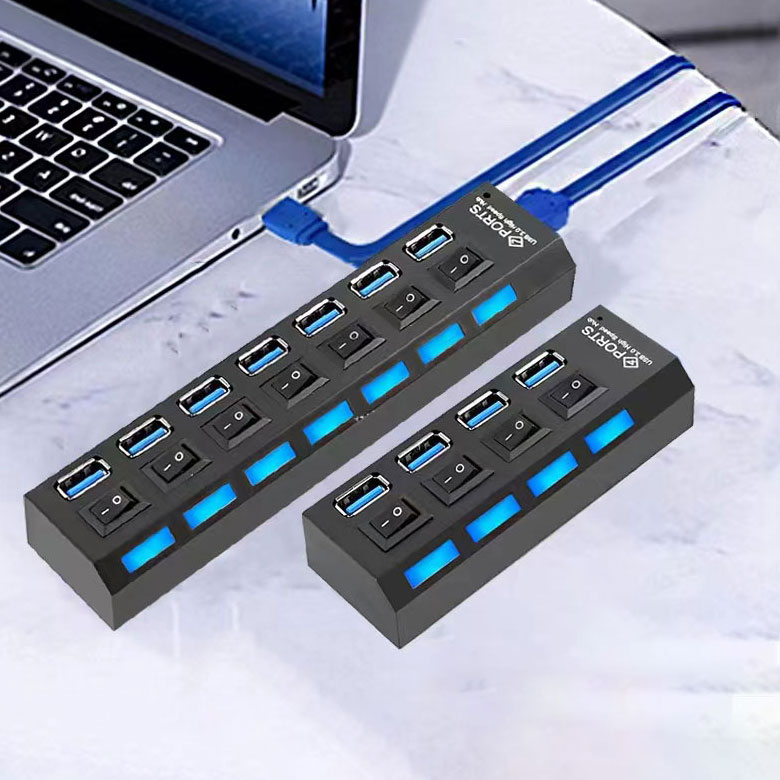 4 в 1 порт настольная высокоскоростная сплиттер 4-портовый Usb 3,0 концентратор отдельными светодиодами, выключатели питания ПК Usb3.0 док-станция с кнопками