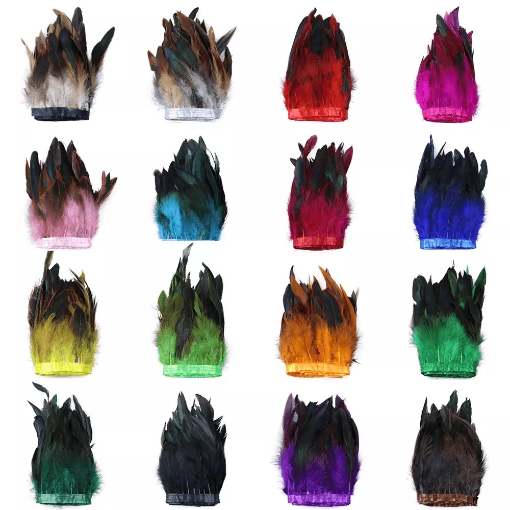 Rooster Tail Feather Trim Trimming Dyed Coque Tail Feather Fringe