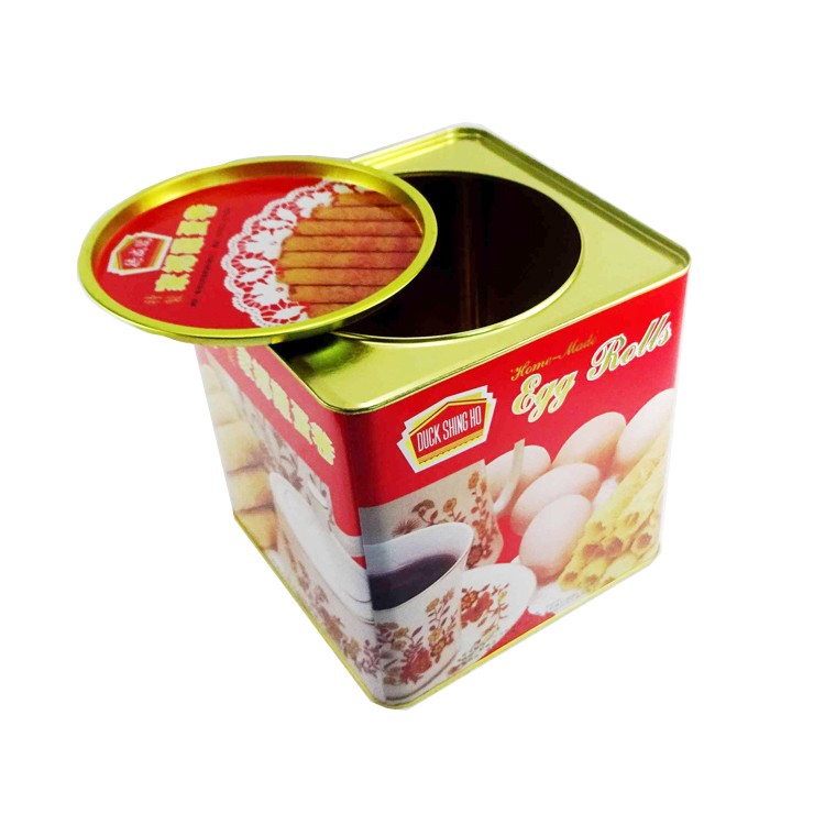 Упаковка для пищевых продуктов Dongguan 175x175x175 мм, жестяная квадратная коробка для печенья с круглой крышкой
