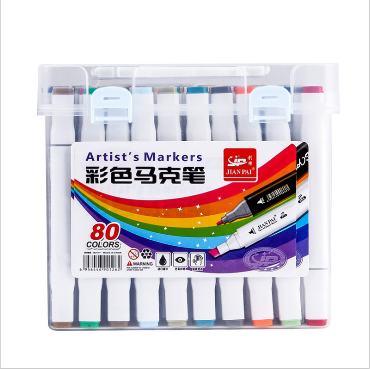 Wholesale 12/18/24/36/48/60/80 color double-headed painting marker PP alcohol oily marker pens