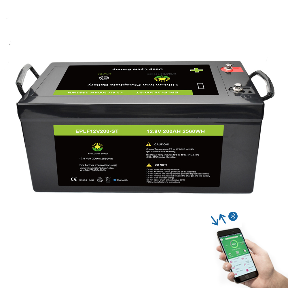 Более длительный срок службы RV, лодка, морской Солнечный lifepo4 bluetooth 12 В 200 ач, литиевая батарея bluetooth