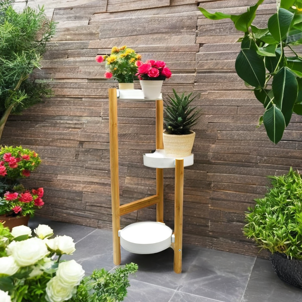 Youlike Bamboo Plant Stand 3 Tier Tall Corner Plant Pots Stand ,Plant Display Rack Pot Holder Shelf