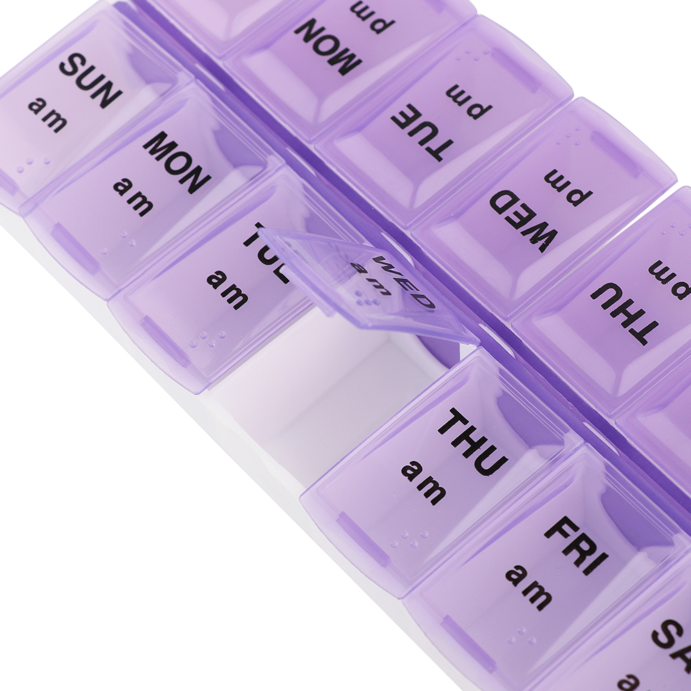 7 Day 14 Compartment Medicine Dispenser Pill Box Weekly AM PM pill Boxes