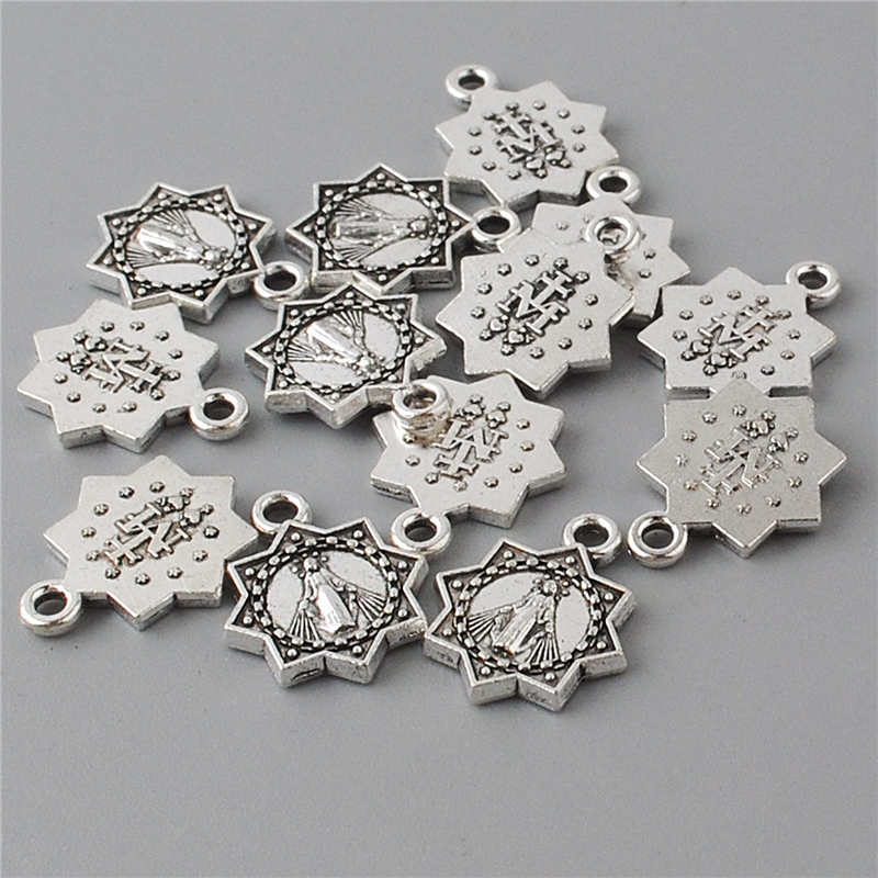 13*16mm Small Virgin Mary Medal New Design Antique Silver Metal Pendant ACP018 for Catholic Jewelry Making