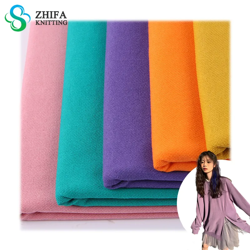 Zhifa 250/300g Linen Small 100% Pure Cotton Fish Scale Cloth Fleece Terry Sweater Fabric