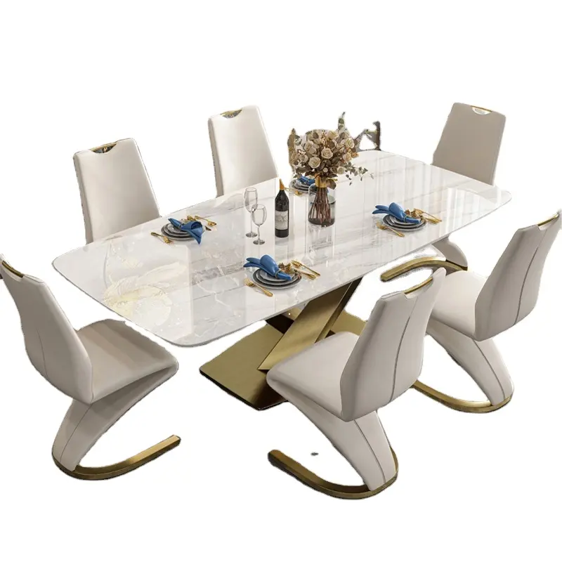 Italian dining room furniture stainless steel slate modern dining table set for 4 luxury marble dining table sets 6 chairs