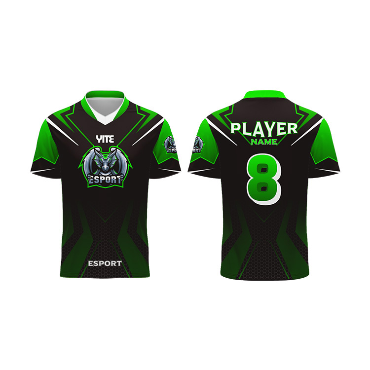 Top quality gaming jersey shirt low MOQ e-sports team uniform sublimation printed custom e-sports gaming jersey