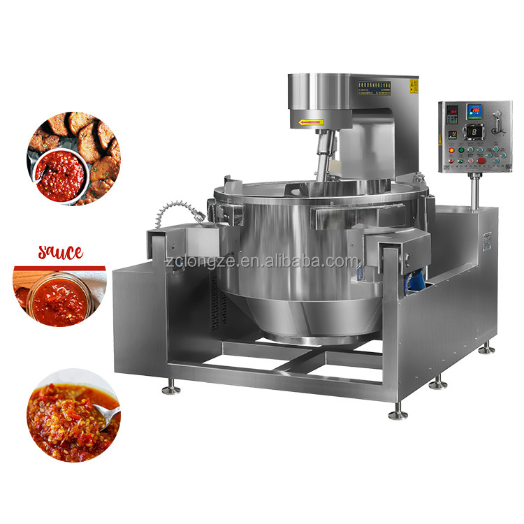 Large Capacity Automatic Industrial Gas Electric Sauce Cooking Mixer Machine Food Jacketed Kettle Paste Cooking Pot With Stirrer