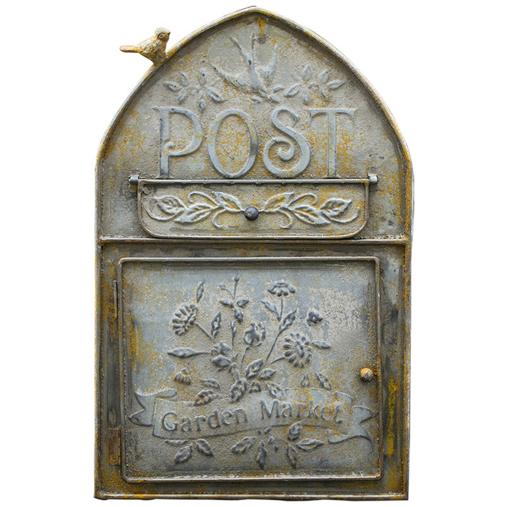 Wrought iron wall mailbox Retro outdoor inbox Postcard box Gardening supplies