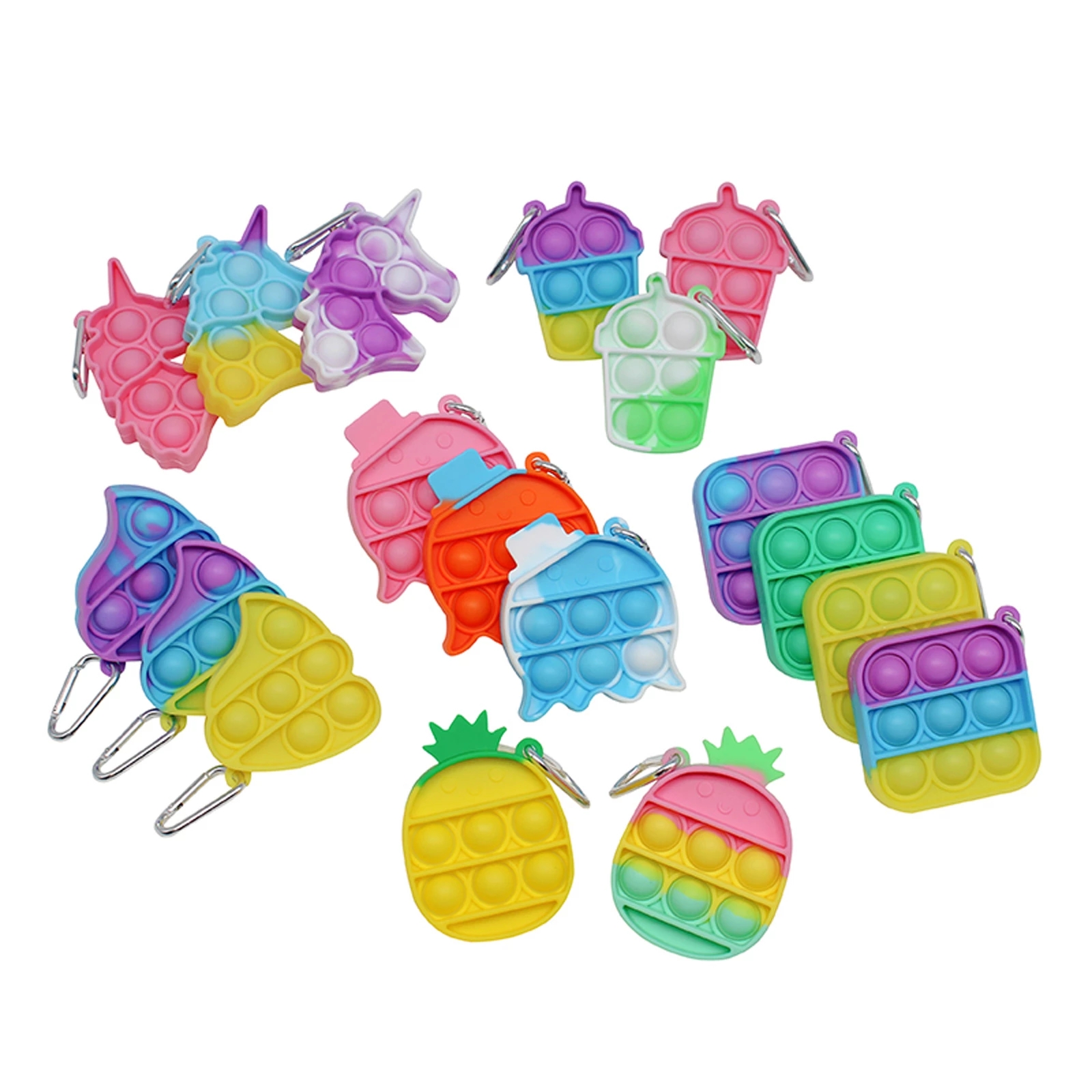 Dimple Fidget Toys Mini Stress Reliever Hand Toys Keychain Anxiety Stress Relief Toys for Kids Adults