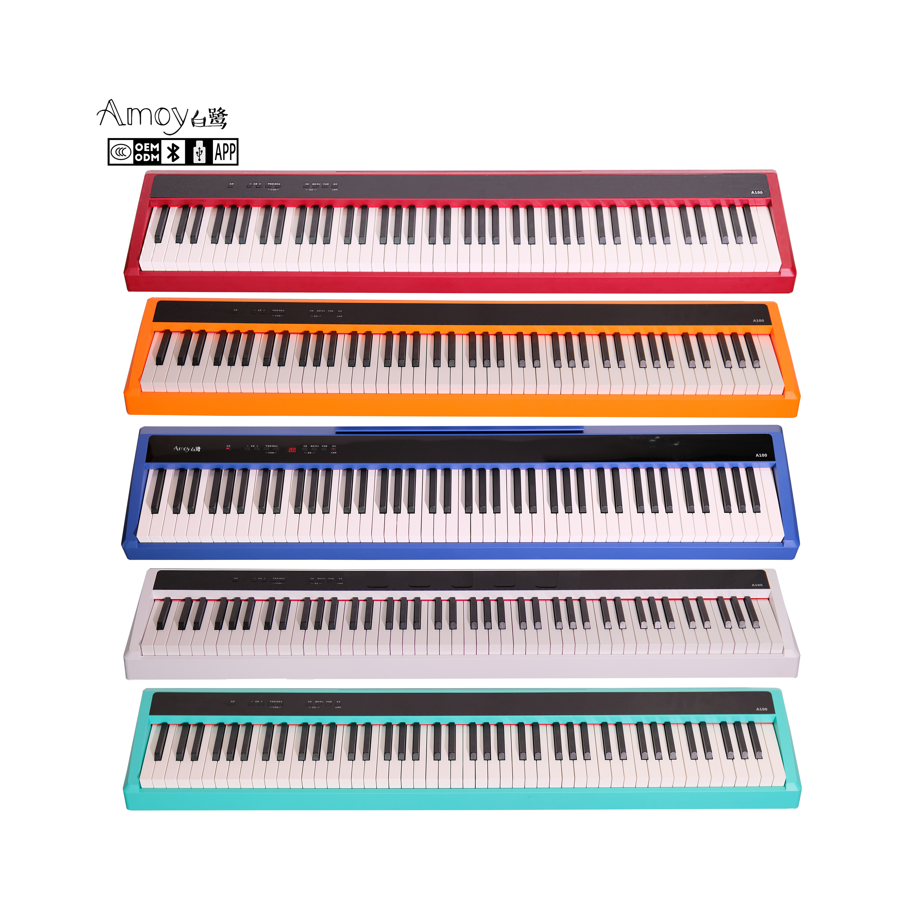 Amoy A100 China Smart 88 Keys Weighted Hammer Action Keyborad Stylish Portable Digital Piano