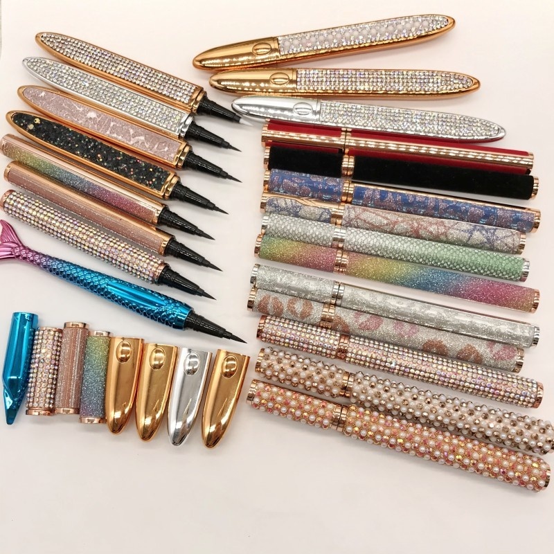 2025 Hot Selling Magic Eyeliner Pencil Black Clear Liquid Eyelash Glue Pen 2-in-1 Adhesive Eyeliner Pens Wholesale