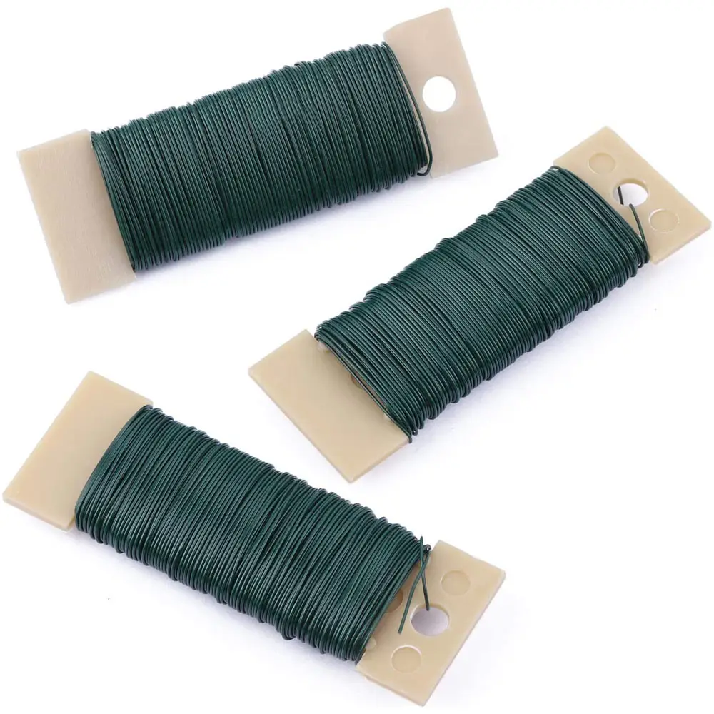 Decorative 22 Gauge Green Floral Paddle Wire for Wreaths Garland