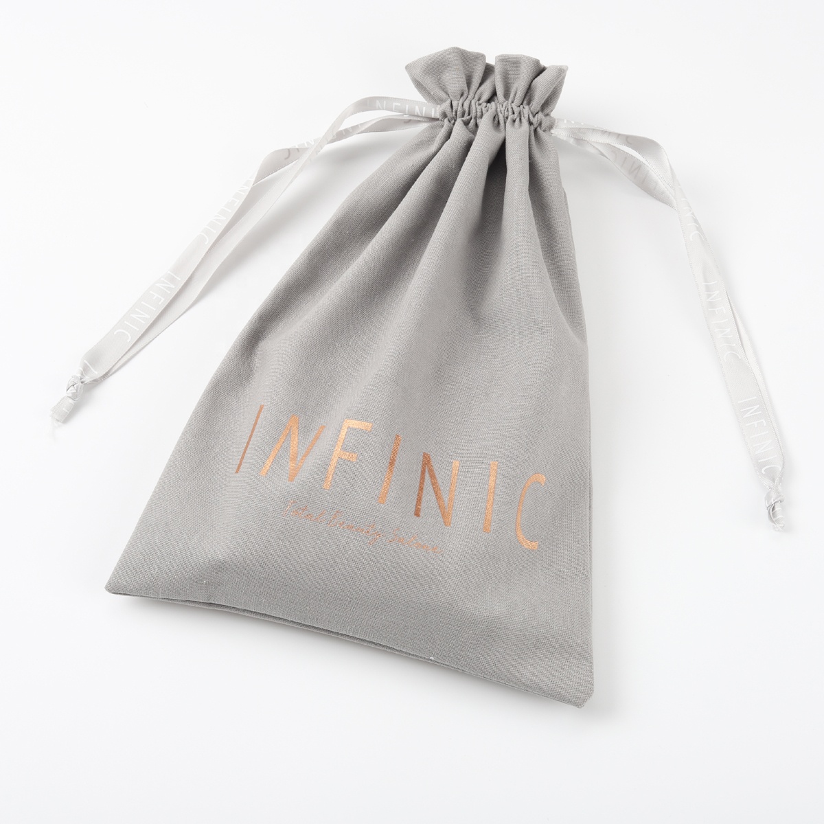 Custom Gray Cotton Linen Packaging Clothing Dust Bag Mediume Size Muslin Drawstring Cotton Gift Bag