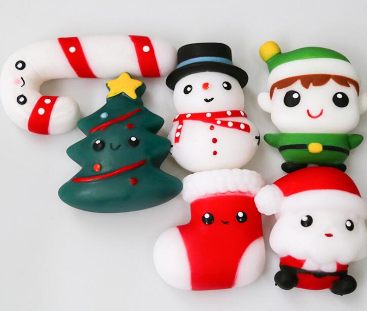 Mini TPR Unisex Christmas Squishies Kawaii Mochi Squishy Toys for Kids Festive Party Favors and Home Decorations