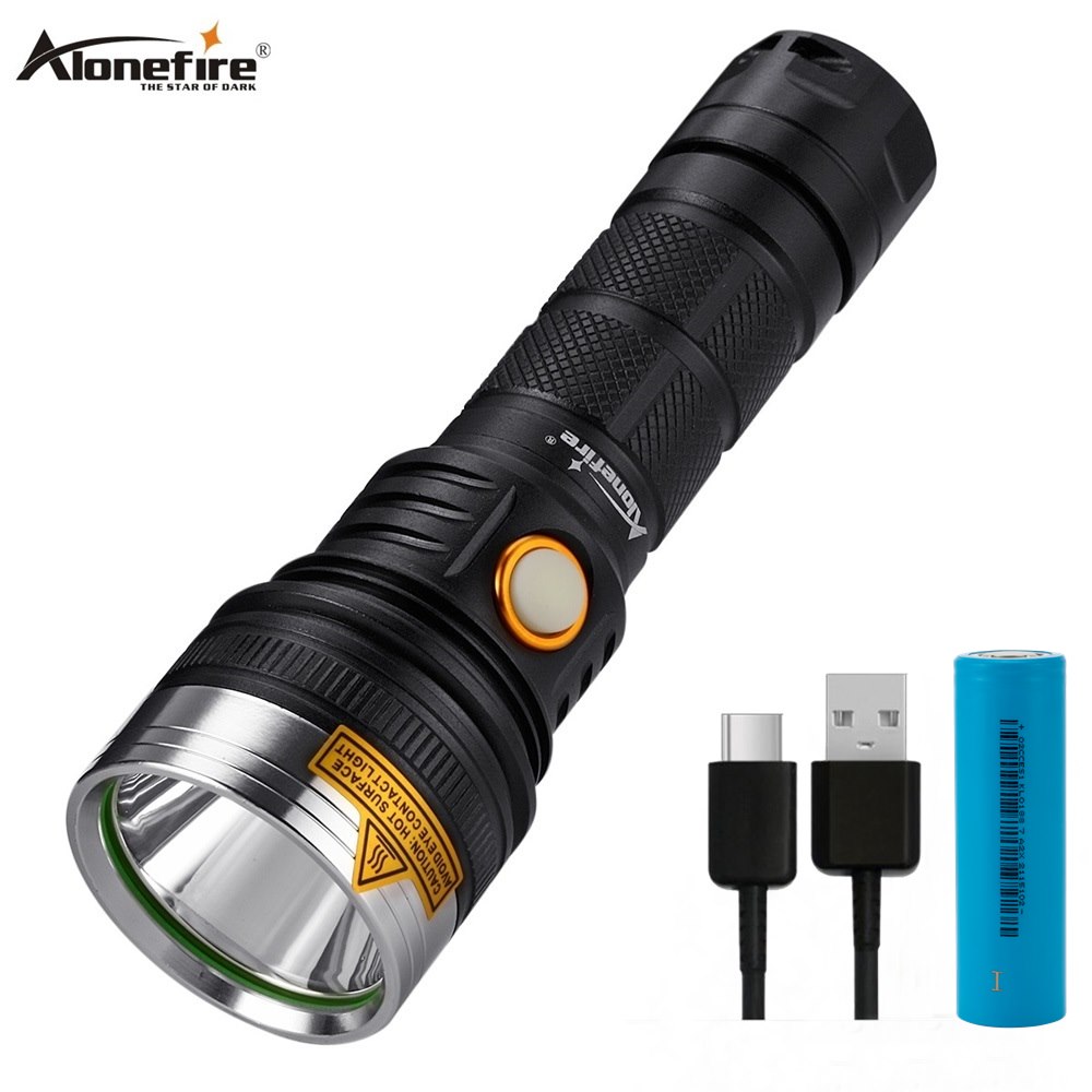 Мощный водонепроницаемый светодиодный фонарик Alonefire X27 T20, 10 Вт, с USB-зарядкой и аккумулятором 21700