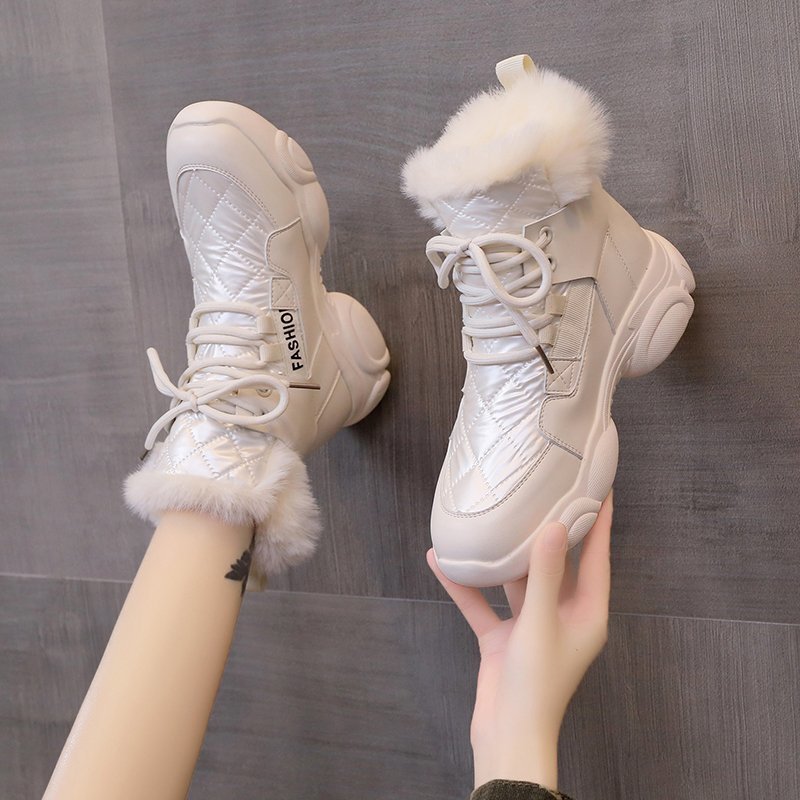Fur booties design boots for woman fashion heighten fuzzy boots casual winter boots for woman