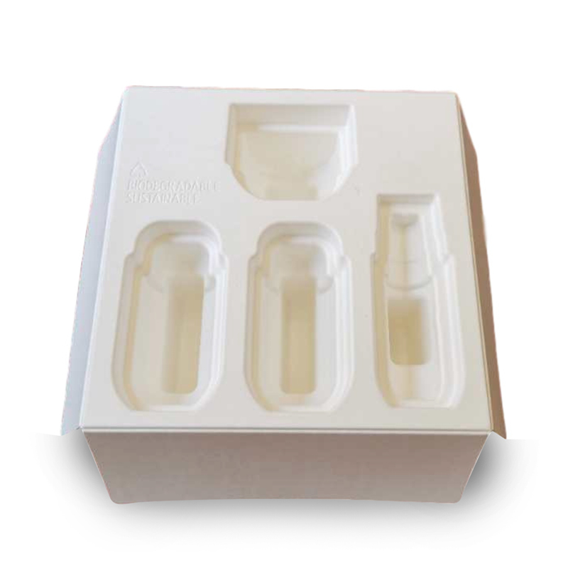 Custom cosmetic pulp tray degradable disposable recycle molded fiber pulp insert packaging for skincare and perfume bottle jar