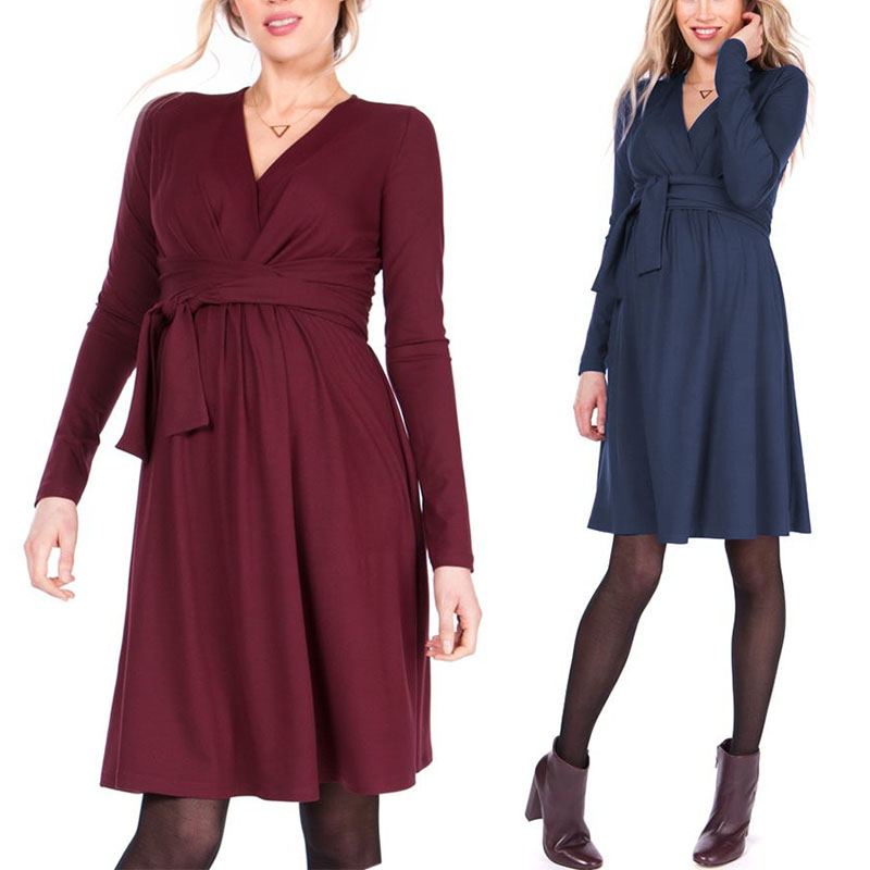 Wholesale Women Maternity Maxi Dress Breastfeeding Clothes Pregnant Dress Soft Stretch Maternity Wear