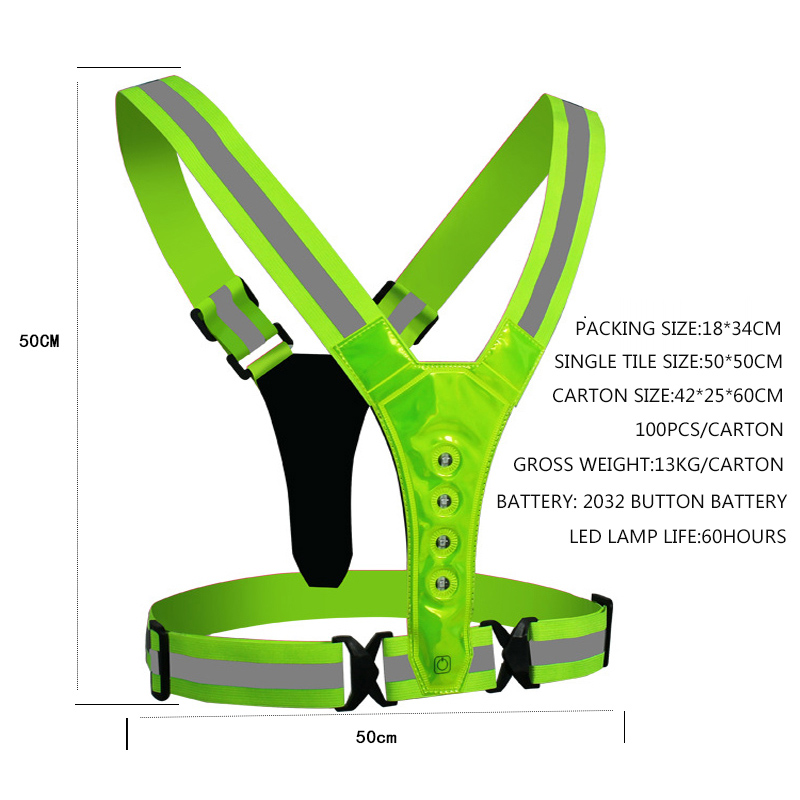 LED Reflective Jogging Breathable Pocket wholesale Factory Price Clothing, Safety Clothing Chaleco De Seguridad