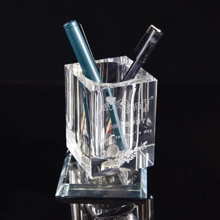 High Standard transparent Fine Workmanship Direct Sales Eco-Friendly crystal pen holder decoration