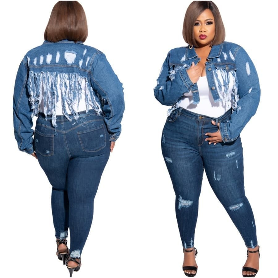 BN5313 Denim Jacket Plus Size Women Clothing Amazon Hot Sell