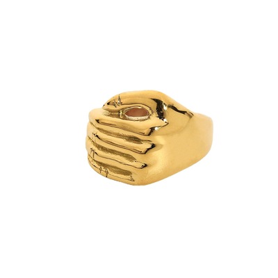 creative fashion women INS style embrace shape 18K gold plated stainless steel ring