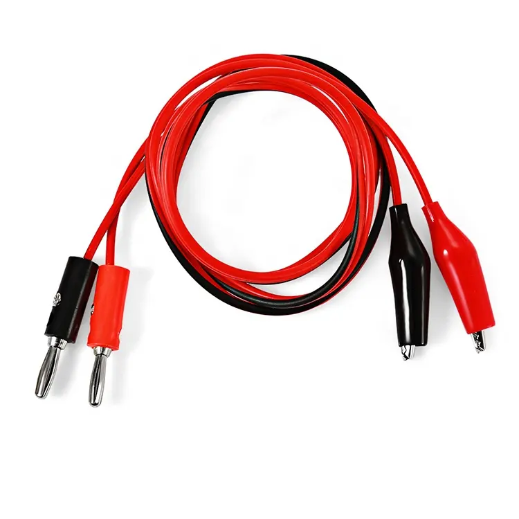 100cm cable with 4mm banana plug to Alligator or Double Stitch Alligator Test Lead Clip To Probe Cable For Multi Meters