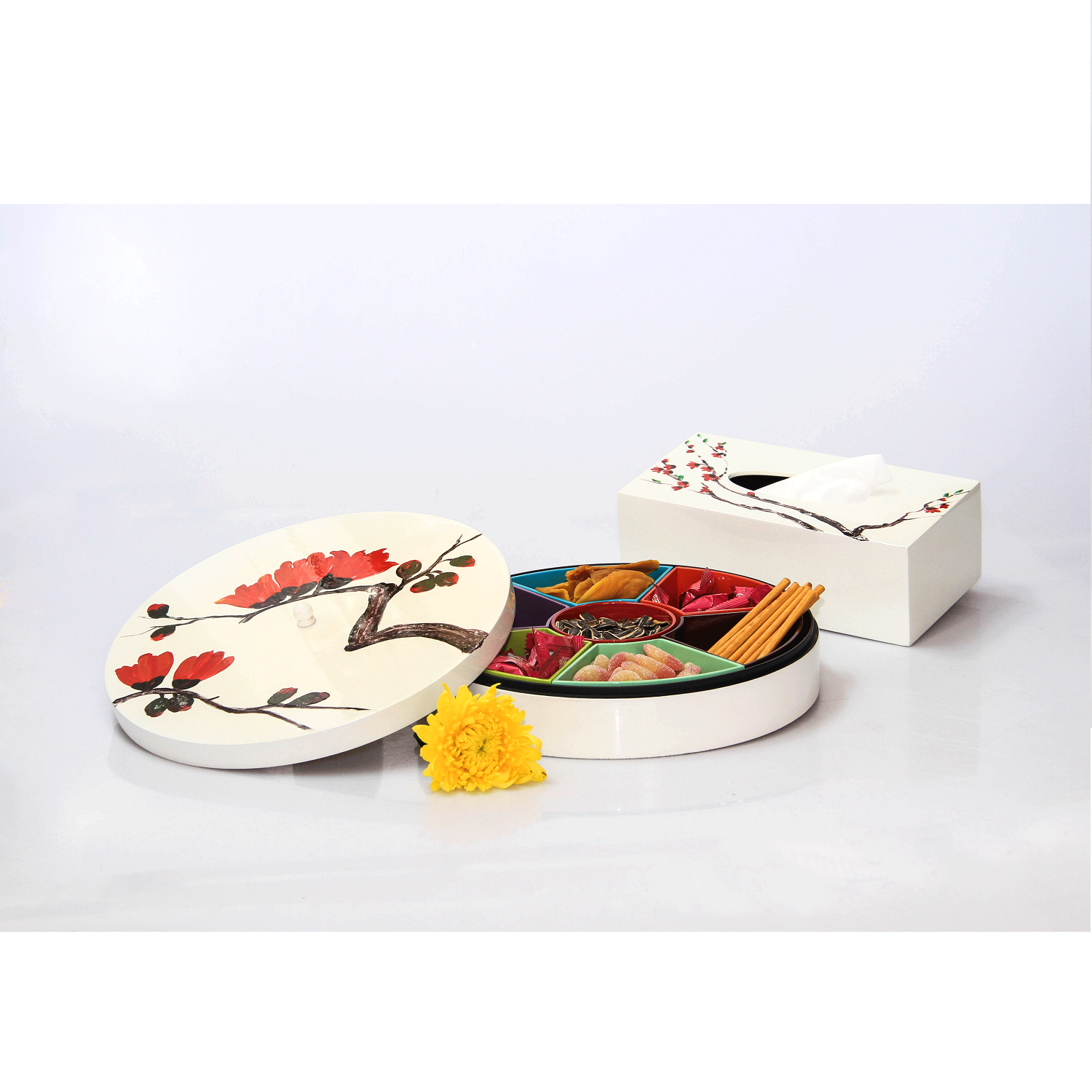 High quality wooden round party favors wedding candy box with custom logo