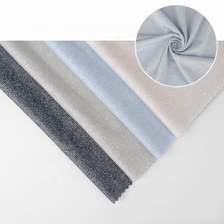 Factory supplier rayon lurex spandex single jersey polyester fabric stock lot