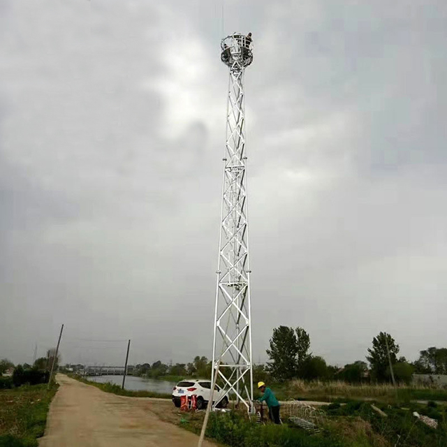 communication lattice 3 legs galvanized steel tube self support telecommunication tower