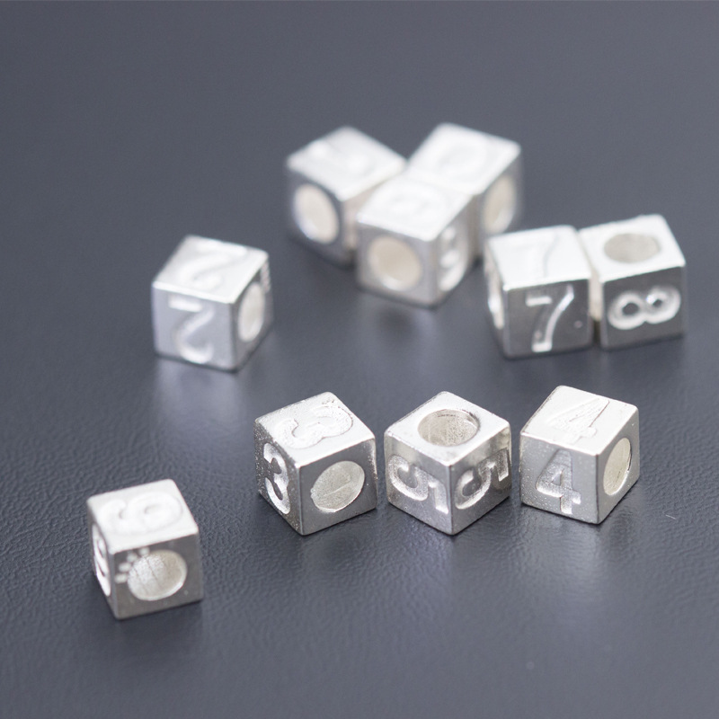 New 925 Sterling Silver 0-9 Number Cube Beads 6mm Pendant Women Fashion Accessories DIY Custom Chain Figure Charms