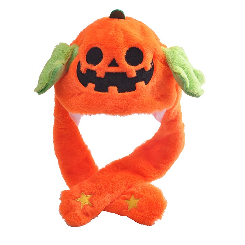 2021 Halloween toy Pumpkins Ghosts Jumping Moving Ears hat Plush Rabbit Cute Airbag Hat Halloween decorations