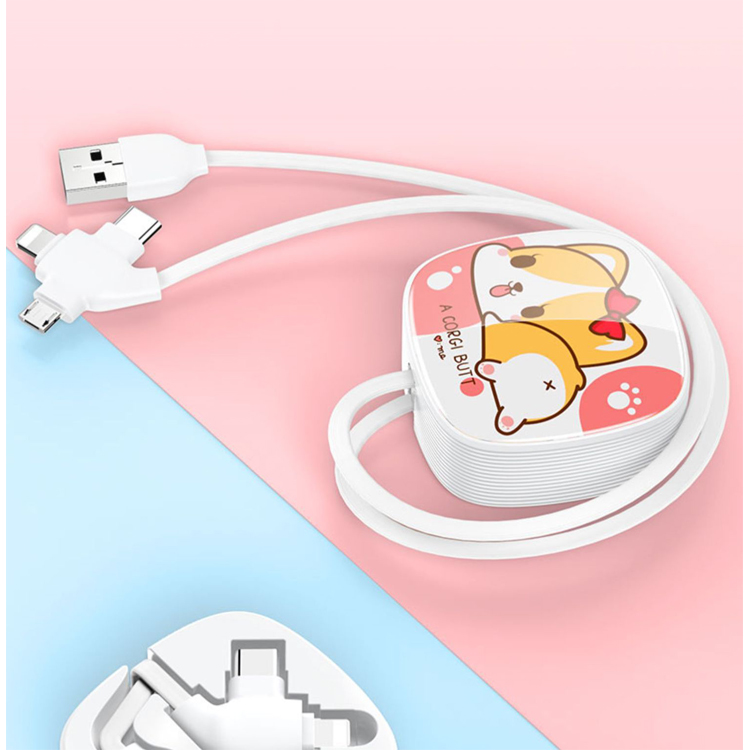 Выдвижной Usb-кабель для передачи данных с поддержкой 3 А 3 в 1 для устройств Android Apple Type C