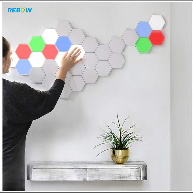 Прямая поставка, чувствительная модульная сенсорная детская настенная RGB светодиодная Шестигранная панель, сенсорная Ночная лампа